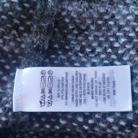 Max Studio Roll Neck Chunky Knit Cropped Sweater | Green & White | XS - Picture 5 of 5